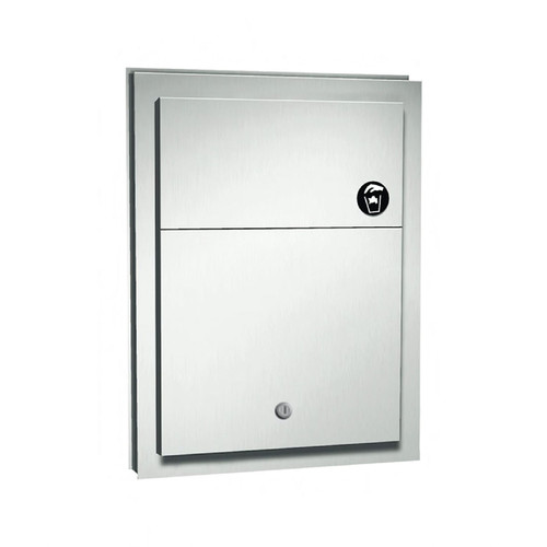 Menstrual Care Disposal Receptacle 13X17.25X4 IN Stainless Steel Partition Dual With Lock 1/Each