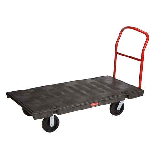 Platform Truck 24.75X50.13X41 IN 2000 LB Black Red Resin With 8IN TPR Casters Heavy Duty 1/Each