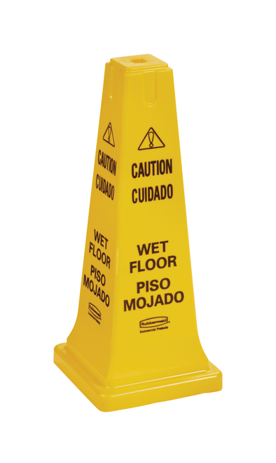 Wet Floor Sign Caution Sign 10.5X10.5X25.75 IN Yellow Multilingual 1/Each