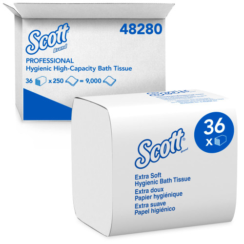 Scott® Facial Tissue 4.5X8.3 IN 2PLY White High Capacity Hygienic 250 Sheets/Pack 36 Packs/Case 9000 Sheets/Case