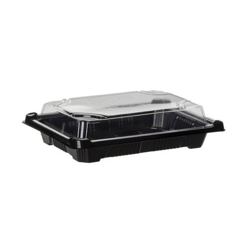 Sushi Take-Out Tray Base & Lid Combo Small (SM) 6.875X4.875 IN PLA Black Clear Rectangle 600/Case