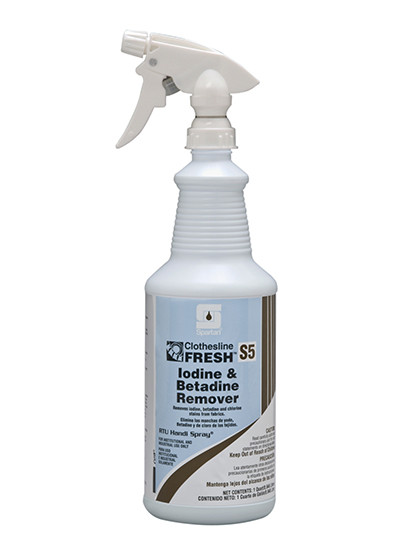 Clothesline Fresh® Iodine & Betadine Remover S5 Unscented Laundry Stain Remover 1 QT Alkaline RTU 12/Case