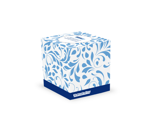 Victoria Bay Premium Facial Tissue 2PLY White Cube Box 90 Sheets/Pack 36 Box/Case 3240 Count/Case