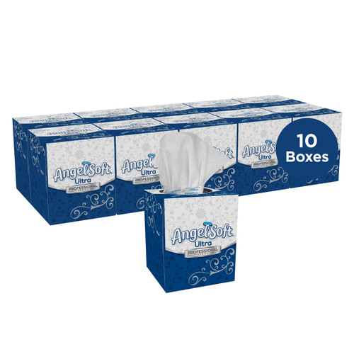 Angel Soft Professional® Facial Tissue 8.4X7.5 IN 2PLY Tissue Paper White 1/2 Fold 96 Sheets/Pack 10 Packs/Case