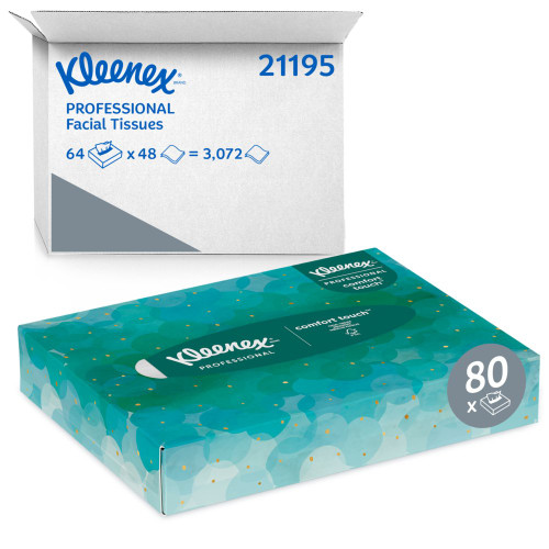 Kleenex® Professional Facial Tissue 8.4X8 IN 2PLY Tissue Paper White Junior 48 Sheets/Pack 64 Packs/Case