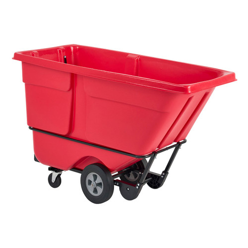 Utility Tilt Truck 1 Cubic Yard 1250 LB Red Black Resin FDA Compliant 5 IN Swivel Caster Standard Duty Rotomolded 1/Each