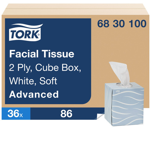 Tork F1 Facial Tissue F1 8.2X7.9 IN 4.1X7.9 IN White Single Fold Cube Box One-At-A-Time Dispensing Refill 86 Count/Box