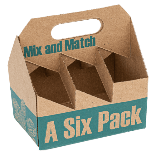 Bottle Carrier 8X5.25X8.25 IN 6 Compartment Corrugated Paperboard Kraft For Beer With Handle 75/Case