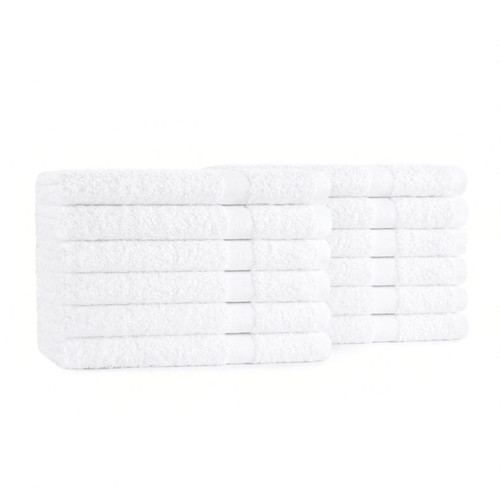 Hand Towel 16X27 IN White Cotton Terry Cloth 12/Dozen