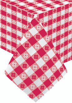Table Cover 54X108 IN Paper Poly Blend Red White Gingham 25/Case
