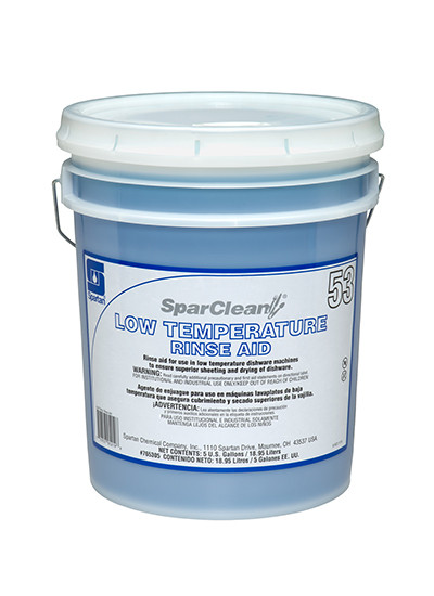 SparClean® 53 Mild Scent Rinse Aid Rinse Aid 5 GAL Low Temperature Warewashing Alkaline Liquid 1/Pail