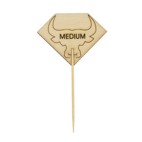 Medium Steak Marker 3.7X2.1 IN Bamboo Diamond Natural Bull Head 100 Count/Pack 10 Packs/Case 1000 Count/Case