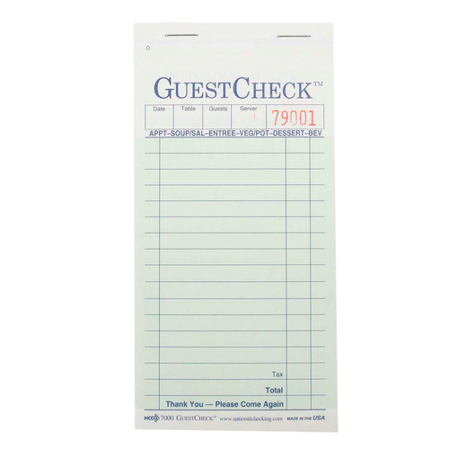 Guest Check 3.375X6.5 IN 2-Part 50/Case
