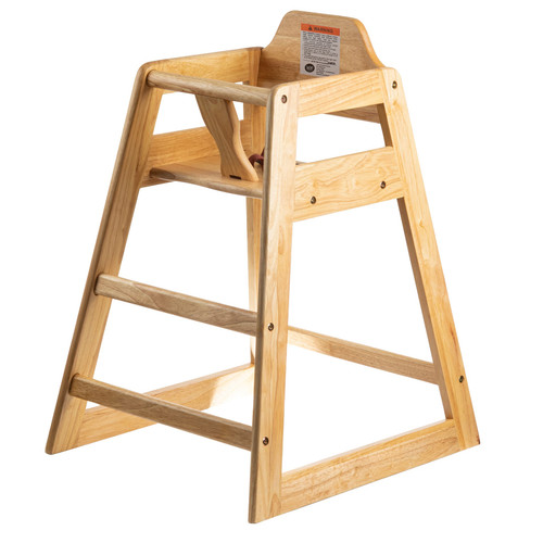 High Chair Natural Rubber Wood Stackable ASTM-F404 18 Compliant 1/Each