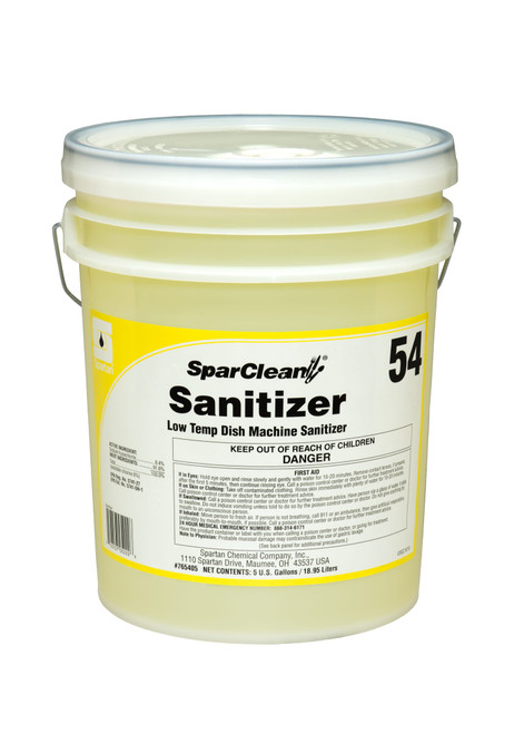 SparClean® Sanitizer 54 Unscented Dishmachine Sanitizer 5 GAL Alkaline Liquid 1/Pail
