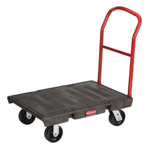 Platform Truck Small (SM) 36X24X9.25 IN 2000 LB Black Red Plastic Heavy Duty 6 IN Polyolefin Casters 1/Each