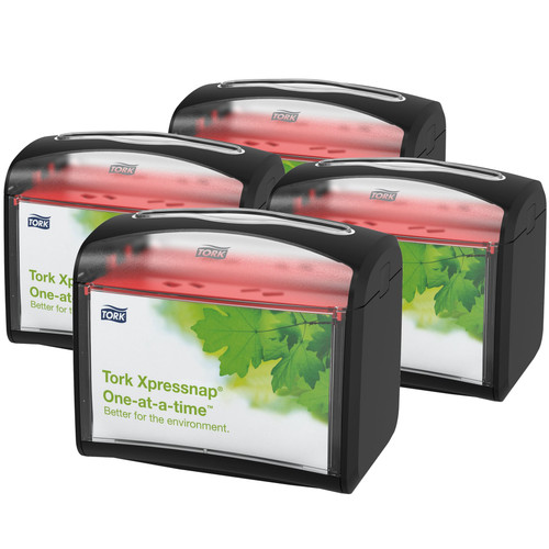 Tork Xpressnap® N4 Napkin Dispenser 5.6X7.9X6.7 IN Black Plastic Tabletop 1 Count/Pack 4 Packs/Case 4 Count/Case