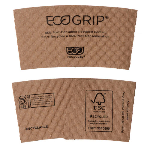EcoGrip® Cup Sleeve Kraft Paper For 12-20 OZ 1300/Case