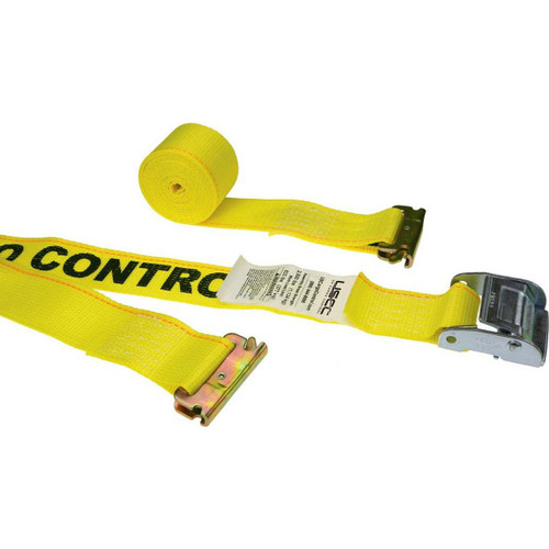 Cargo Strapping 2X144 IN Yellow Polyester Steel 2500# With Cam Buckle E-Track End Type 1/Each