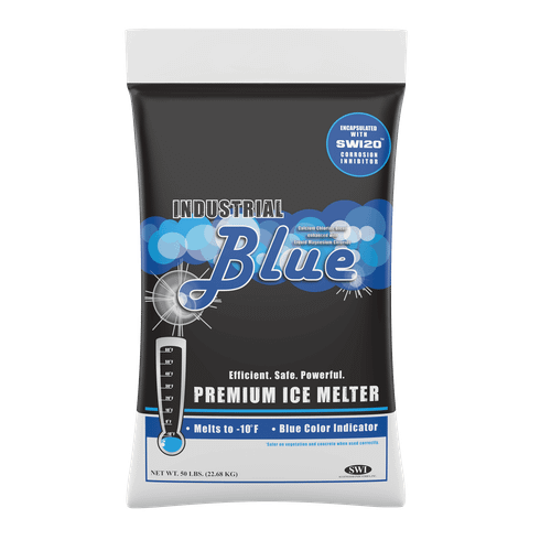 Industrial Blue Ice Melt 50 LB Calcium Chloride SWI20 Corrosion Inhibitor Bag 1/Bag
