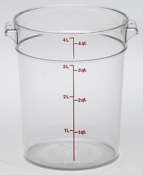 Camwear® Food Storage Container 4 QT Clear Round PC Dishwasher Safe Freezer Safe 1/Each