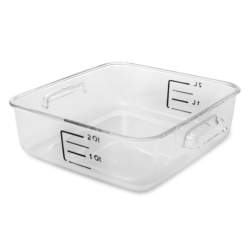 Food Storage Container 8.75X8.80X2.69 IN 2-1.9 QT Clear Square PC Food Safe Space Saving 12/Each