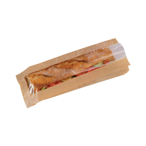 Sandwich Bag 3.9X1.6X13.8 IN Paper Brown With Window Freezer Safe 1000 Count/Pack 1 Packs/Case 1000 Count/Case