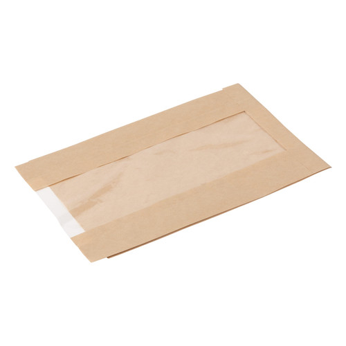 Sandwich Bag 6X2X9 IN Paper Kraft Grease Resistant Window Gusset 1000/Case