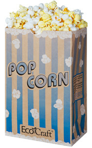 Bagcraft® EcoCraft® Popcorn Bag 8.625X5.5X3.25 IN 85 OZ Paper Poly Blend Blue Stripe 500/Case