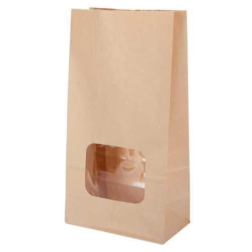 Bagcraft® Tortilla Chip Bag 7.5X4.25X14.625 IN Paper Kraft With Window 250/Case