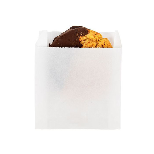 Bakery Bag 4.13X1.13X4.25 IN Coated Paper White Side Gusset Greaseproof 100/Pack