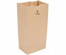 Grocery Bag 6.125X4.167X12.438 IN Paper #8 Brown 500/Case