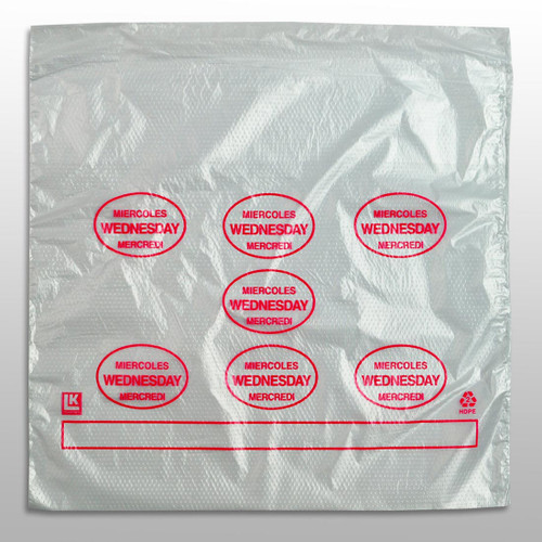 Bag 10X8.5+2 IN HDPE0.5MIL Clear Red Wednesday With Lip & Flip Closure Portion Bag Saddlepack Flat 2000/Case