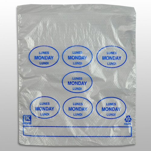 Bag 6.5X7+1.75 IN HDPE 0.5MIL Clear Blue Monday With Lip & Flip Closure Portion Bag Saddlepack Flat 2000/Case