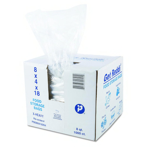Bag 8X4X18 IN Plastic Heavy Duty Clear 1000/Case