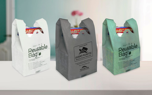 Hippo Sak® Bag 12X7X23 IN Post-Consumer Resin (PCR) 77MIC Blue Reuseable Gusset Reusable 270/Case