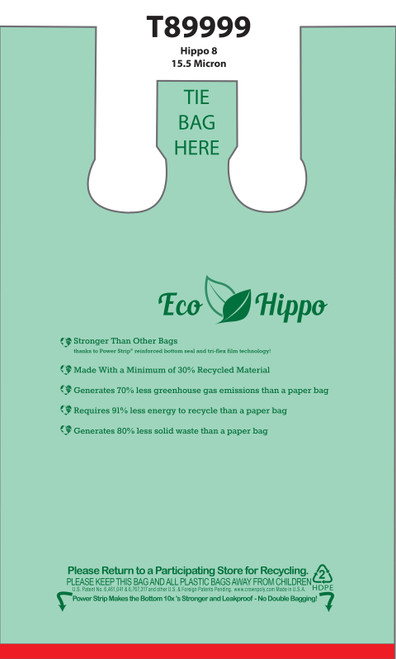 Hippo Sak® Bag 12.5X7.5X20.6 IN Plastic 15.5MIC Green Gusset 1400/Case