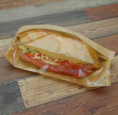 #ReadyFresh® Sandwich Bag Large (LG) 4.25X2.75X11.75 IN Paper OPP 80 GSM Kraft FDA Compliant Gusset With Window 500/Case