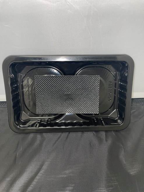 Meat Pad & Tray 10.69X6.72X1.5 IN 1 Compartment PP Black Rectangle Barrier 2912/Pallet