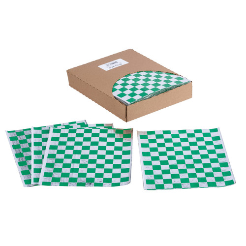 Food Wrap 13X10.5 IN Foil Green Check 2000/Case