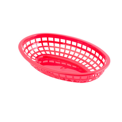 Basket 9X6X2 IN HDPE Red Oval 36/Case