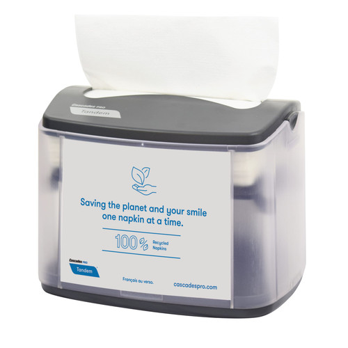 Cascades PRO Tandem® Napkin Dispenser 8.2X6.1X6.3 IN Gray Interfold Tabletop 4/Case