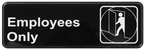 Employees Only Sign 3X9 IN Plastic 1/Piece