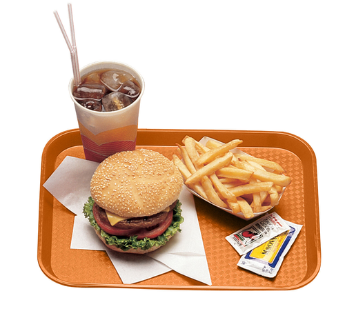 Fast Food Tray 11.88X16.13 IN Plastic Orange Dishwasher Safe 24/Case