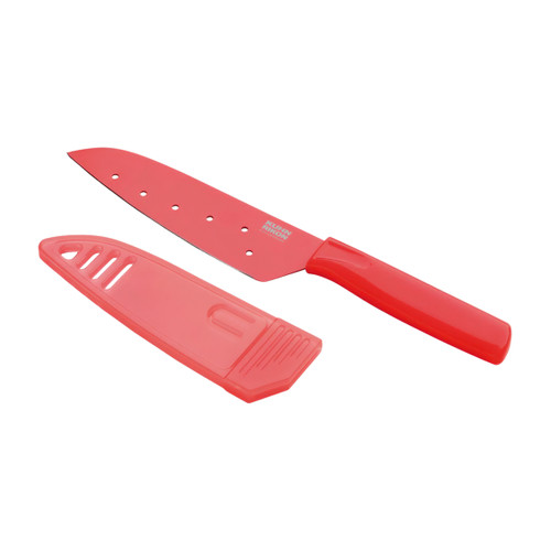 Colori Santoku Knife 9X1.5X0.3 IN Stainless Steel Red Small Japanese Style Blade 1/Each