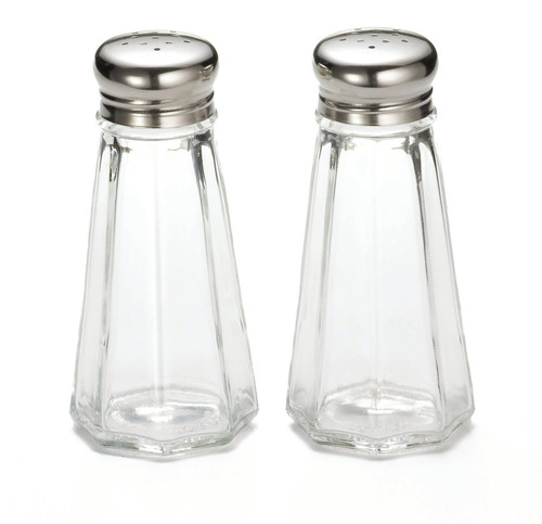 Salt & Pepper Shaker 3 OZ Glass Panelled Mushroom Top Hand Wash 1/Each