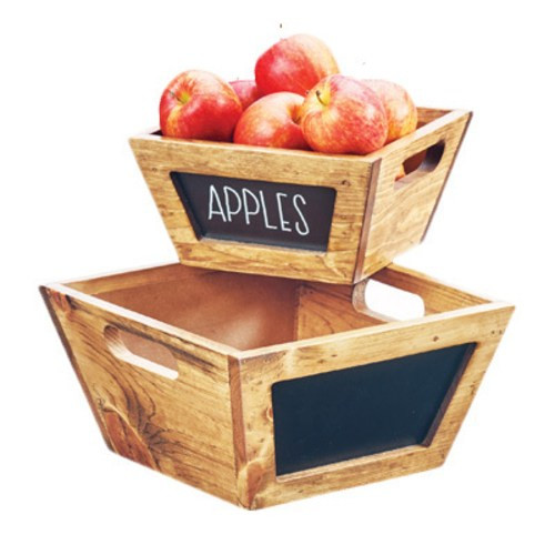 Madera Chalkboard Bowl 12 IN Rustic Pine Square 1/Each