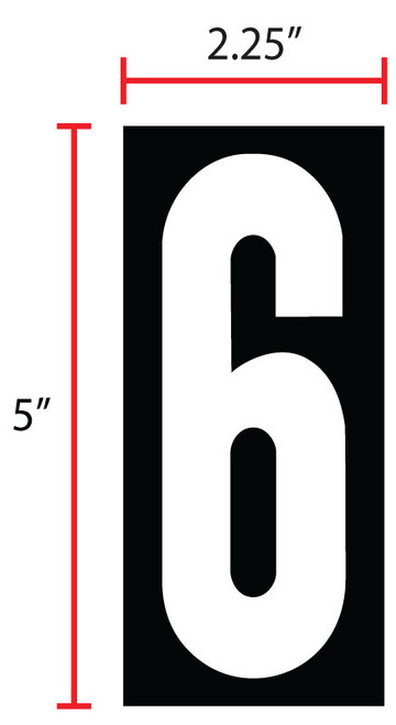 Gas Pumps Numbers 2.25X5 IN Plastic 20MIL White Black #6 Magnetic Weatherproof 25/Pack