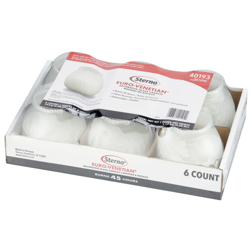 Euro-Venetian® Candle 60-HR Wax Frosted 6 Count/Pack 2 Packs/Case