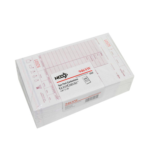 Guest Check 4.25X7.25 IN Paper Maroon Medium-Wide 2-Part Carbonless Shrink Wrapped 2000/Case